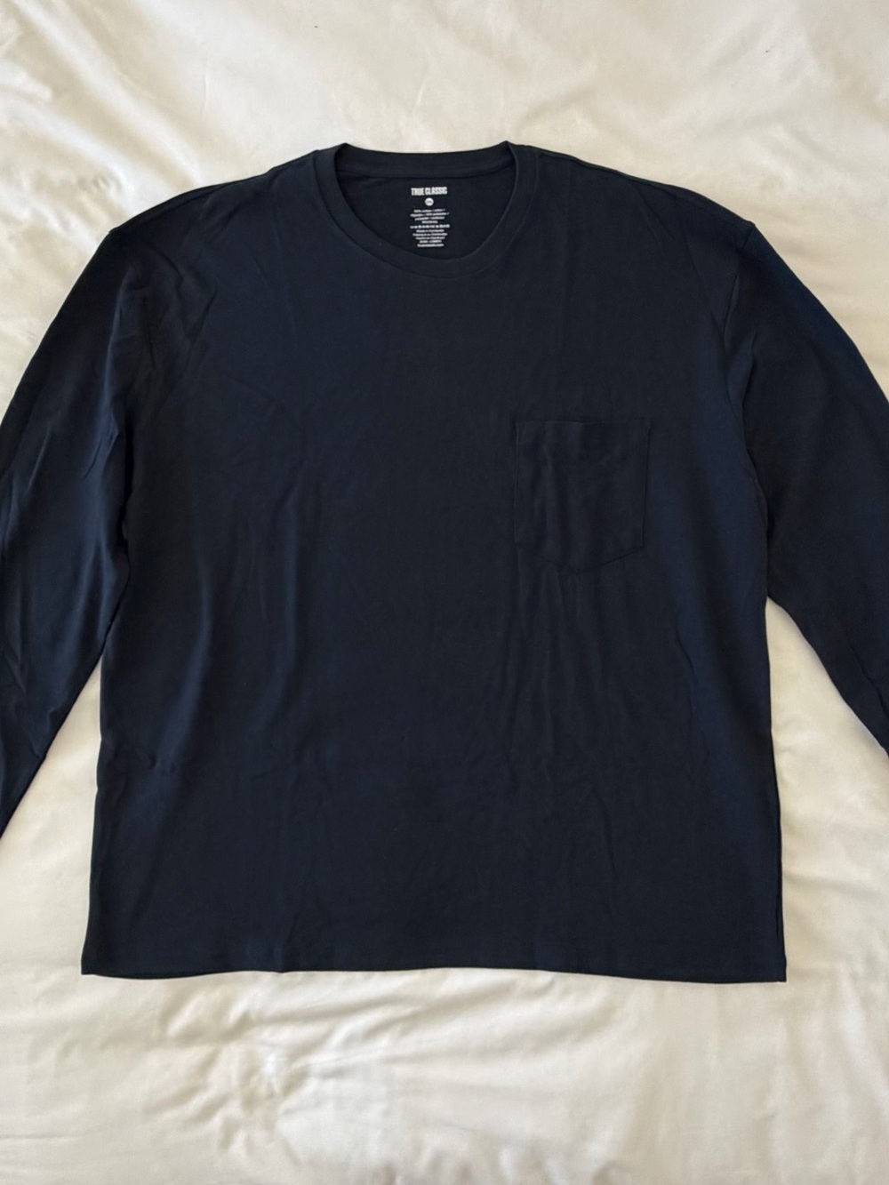 True Classic Navy Long Sleeve Crew Neck with Pocket 2XL XXL